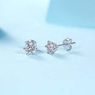 1Classic Six-prong Moissanite Silver Earrings Luxury Fashion Diamond Stud Earrings...