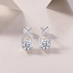 1Happy Encounter - Fashionable And Luxurious Diamond Jewelry Set With 1-carat Moissan Diamond S925 Sterling Silver And Platinum-plated Stud Earrings Prohibit Tk Sales - The Best Shop 4U