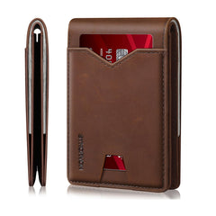 Real Leather Wallet For Men, Slim Bifold Wallet, Minimalist Front Pocket Design, RFID Mens Wallet - The Best Shop 4U