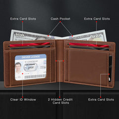 Real Leather Wallet For Men, Slim Bifold Wallet, Minimalist Front Pocket Design, RFID Mens Wallet - The Best Shop 4U