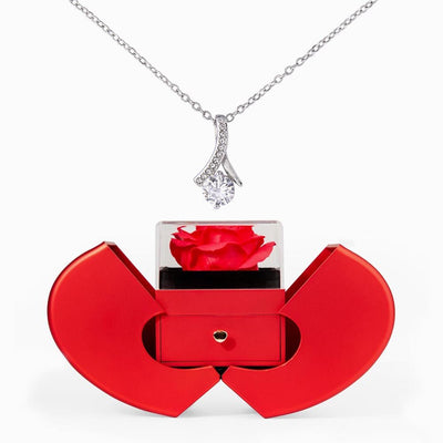 Alluring Beauty Necklace and Red Heart Rose Box - The Best Shop 4U