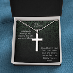 Cross Necklace - Ball Chain - Walk Boldly