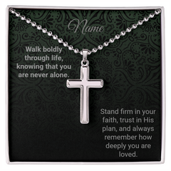 Cross Necklace - Ball Chain - Walk Boldly