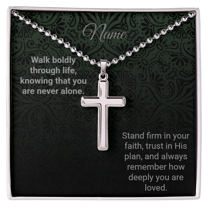 Cross Necklace - Ball Chain - Walk Boldly