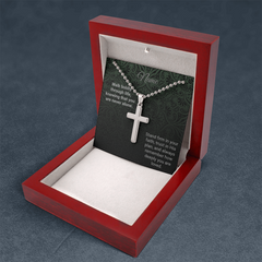 Cross Necklace - Ball Chain - Walk Boldly