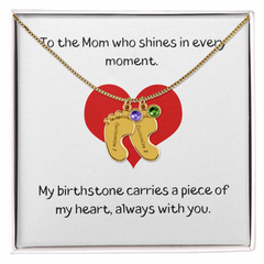 Engraved Baby Feet Birthstone Necklace