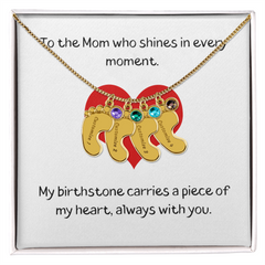 Engraved Baby Feet Birthstone Necklace