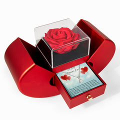 To My Forever Love -  Alluring Beauty Necklace - Red Heart Rose Box