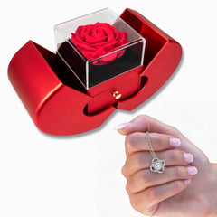 Love Knot Necklace and Red Heart Rose Box