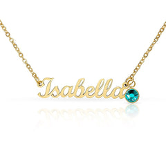 Custom Name Necklace with a Birthstone - The Best Shop 4U