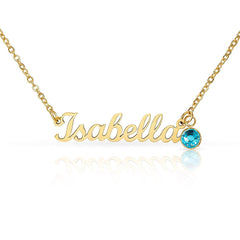 Custom Name Necklace with a Birthstone - The Best Shop 4U