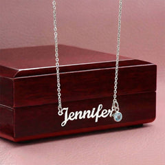 Custom Name Necklace with a Birthstone - The Best Shop 4U
