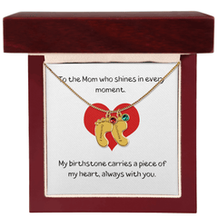 Engraved Baby Feet Necklace with Birthstone - The Best Shop 4U