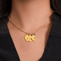 Engraved Baby Feet Necklace with Birthstone - The Best Shop 4U
