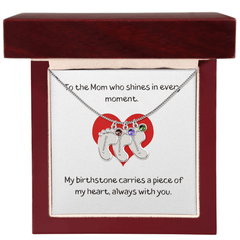 Engraved Baby Feet Necklace with Birthstone - The Best Shop 4U