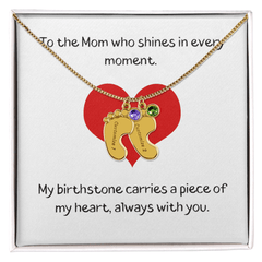 Engraved Baby Feet Necklace with Birthstone - The Best Shop 4U