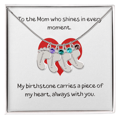 Engraved Baby Feet Necklace with Birthstone - The Best Shop 4U