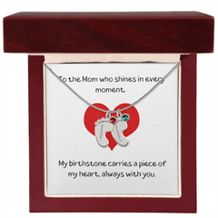 Engraved Baby Feet Necklace with Birthstone - The Best Shop 4U