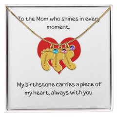 Engraved Baby Feet Necklace with Birthstone - The Best Shop 4U