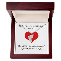 Engraved Baby Feet Necklace with Birthstone - The Best Shop 4U