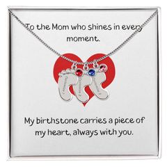 Engraved Baby Feet Necklace with Birthstone - The Best Shop 4U