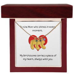 Engraved Baby Feet Necklace with Birthstone - The Best Shop 4U