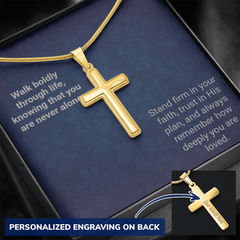 Engraved Cross Necklace - Snake Chain - The Best Shop 4U