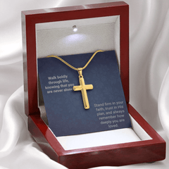 Engraved Cross Necklace - Snake Chain - The Best Shop 4U