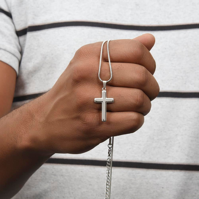 Engraved Cross Necklace - Snake Chain - The Best Shop 4U