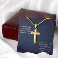 Engraved Cross Necklace - Snake Chain - The Best Shop 4U