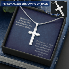 Engraved Cross Necklace - Snake Chain - The Best Shop 4U