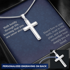 Engraved Cross Necklace - Snake Chain - The Best Shop 4U