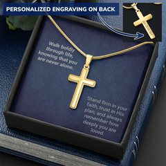 Engraved Cross Necklace - Snake Chain - The Best Shop 4U