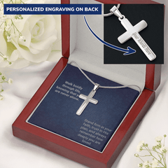 Engraved Cross Necklace - Snake Chain - The Best Shop 4U