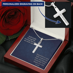 Engraved Cross Necklace - Snake Chain - The Best Shop 4U