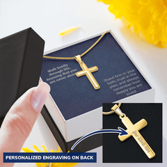 Engraved Cross Necklace - Snake Chain - The Best Shop 4U