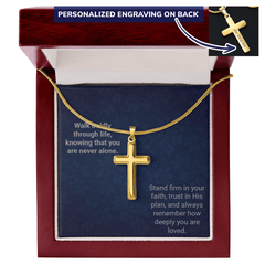 Engraved Cross Necklace - Snake Chain - The Best Shop 4U