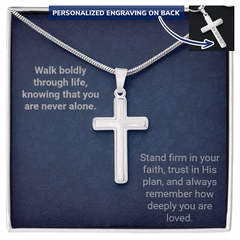 Engraved Cross Necklace - Snake Chain - The Best Shop 4U