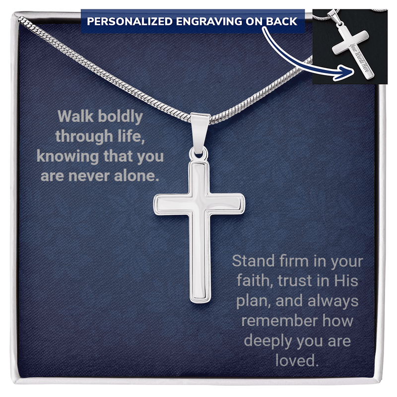 Engraved Cross Necklace - Snake Chain - The Best Shop 4U