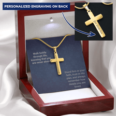 Engraved Cross Necklace - Snake Chain - The Best Shop 4U