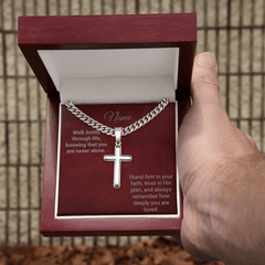 Engraved Cross with Cuban Chain - The Best Shop 4U