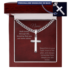Engraved Cross with Cuban Chain - The Best Shop 4U