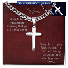 Engraved Cross with Cuban Chain - The Best Shop 4U