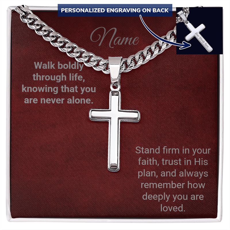 Engraved Cross with Cuban Chain - The Best Shop 4U