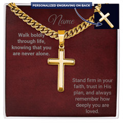 Engraved Cross with Cuban Chain - The Best Shop 4U