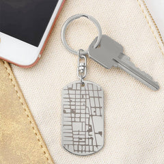 Engraved Dog Tag Keychain with Map - The Best Shop 4U