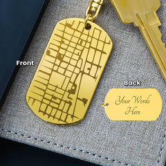 Engraved Dog Tag Keychain with Map - The Best Shop 4U