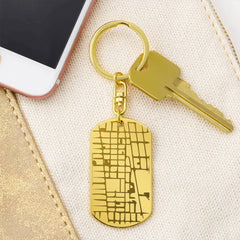 Engraved Dog Tag Keychain with Map - The Best Shop 4U