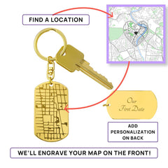 Engraved Dog Tag Keychain with Map - The Best Shop 4U