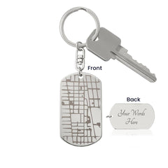 Engraved Dog Tag Keychain with Map - The Best Shop 4U